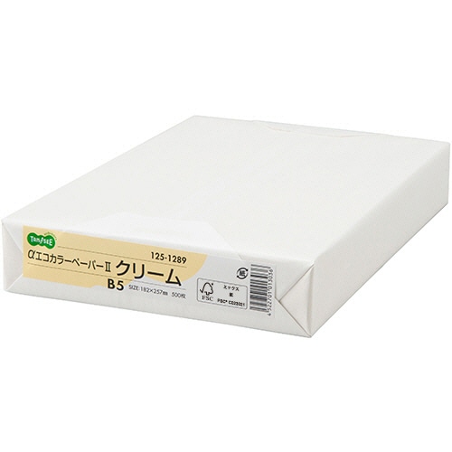 TANOSEE αエコカラーペーパーII B5 クリーム 1セット(2500枚:500枚×5冊)