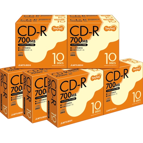 TANOSEE データ用CD-R 700MB 48倍速 ホワイトプリンタブル 5mmスリムケース SR80FP10T 1セット(100枚:10枚×10パック)