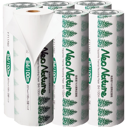 クリエイティア FSC認証感熱FAXロール紙 Neo Nature B4 幅257mm×長さ100m 芯内径1インチ 表発色 F711FSC 1セット(6本)