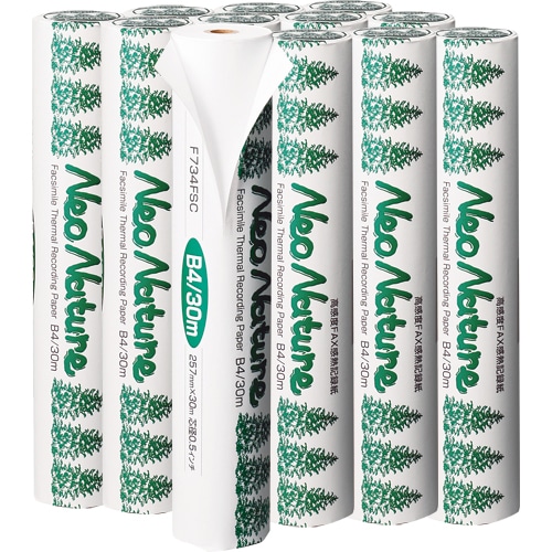 クリエイティア FSC認証感熱FAXロール紙 Neo Nature B4 幅257mm×長さ30m 芯内径0.5インチ 表発色 F734FSC 1セット(12本