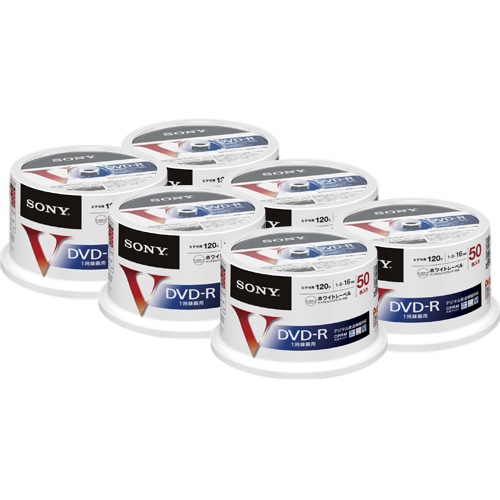 ソニー 録画用DVD-R 120分 16倍速 ホワイトワイドプリンタブル スピンドルケース 50DMR12MLPP 1セット(300枚:50枚×6パック)