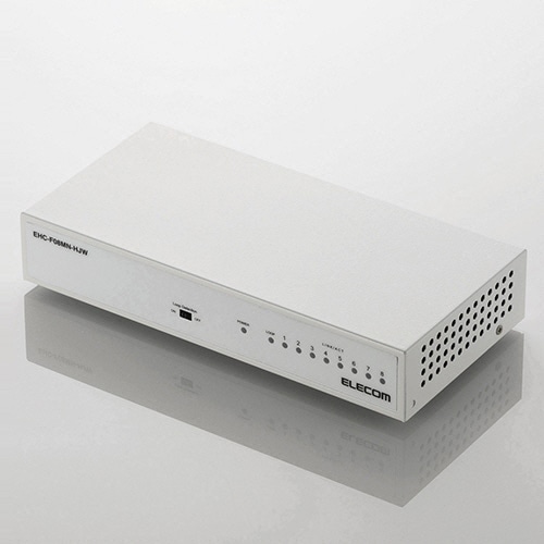 エレコム 100BASE-TX対応 スイッチングハブ 8ポート メタル筐体 ホワイト RoHS指令準拠(10物質) EHC-F08MN-HJW 1セット(3台)