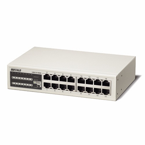 バッファロー 10/100M対応 スイッチングハブ 金属筐体 電源内蔵 16ポート ホワイト LSW3-TX-16NSR 1セット(3台)