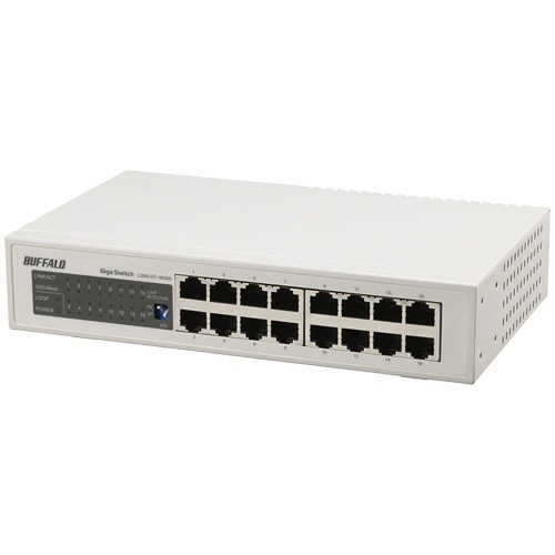 バッファロー Giga対応 スイッチングハブ 金属筺体 電源内蔵 16ポート ホワイト LSW5-GT-16NSR 1セット(3台)