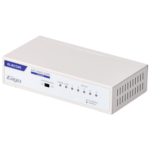 エレコム　Ｇｉｇａ対応スイッチングハブ（金属筐体／電源内蔵）　５ポート　ホワイト　ＲｏＨＳ指令準拠（１０物質）　ＥＨＣ－ＢＧ０１－５ＭＷ　１セット（３台）