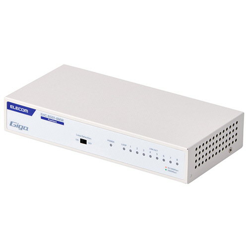 エレコム　Ｇｉｇａ対応スイッチングハブ（金属筐体／電源内蔵）　８ポート　ホワイト　ＲｏＨＳ指令準拠（１０物質）　ＥＨＣ－ＢＧ０１－８ＭＷ　１セット（３台）