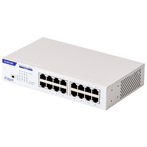 エレコム　Ｇｉｇａ対応スイッチングハブ（金属筐体／電源内蔵）　１６ポート　ホワイト　ＲｏＨＳ指令準拠（１０物質）　ＥＨＣ－ＢＧ０１－１６ＭＷ　１セット（３台）