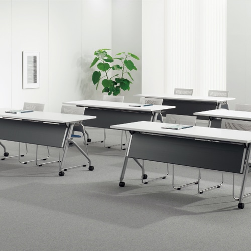 ライオン事務器 (N)デリカフラップテーブル(トラナ) 幕板付き 幅1800×奥行600mm ホワイト TRN-1860P 1台