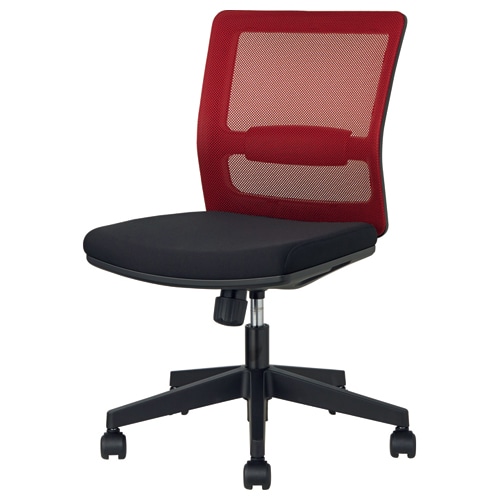 ライオン事務器 (N)LEO オフィスチェアー 肘なし レッド LE-1700-RE 1脚