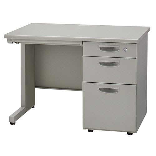ライオン事務器 (N)LEO オフィスデスク 片袖机 幅1000×奥行700×高さ700mm ニューグレー LER-L107SD-B-HH 1台