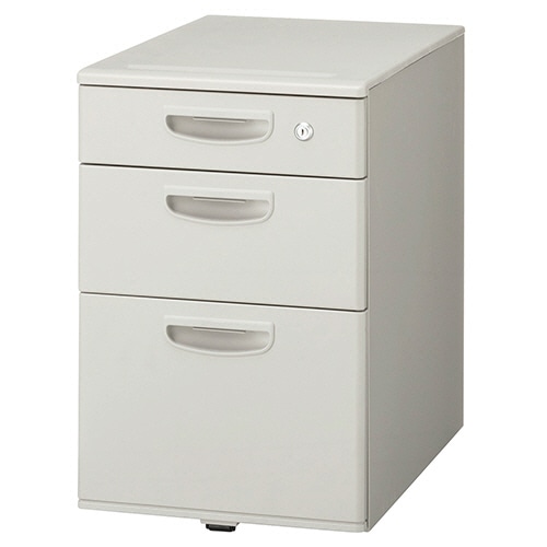 ライオン事務器 (N)LEO オフィスデスク 3段ワゴン 幅395×奥行600×高さ611mm ニューグレー LER-043AS-H 1台