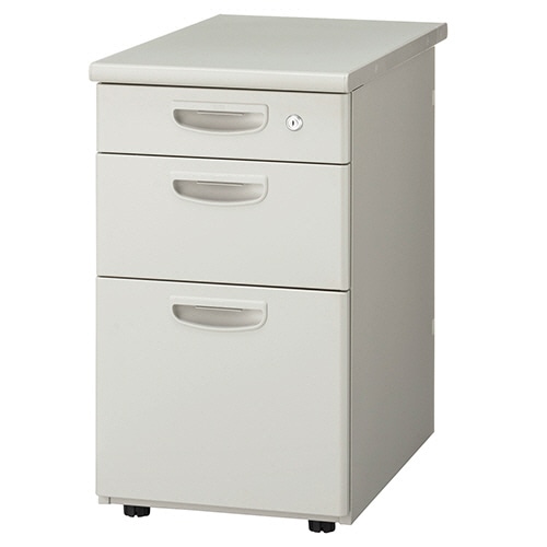 ライオン事務器 (N)LEO オフィスデスク 3段脇机 幅400×奥行700×高さ700mm ニューグレー LER-L047E-B-HH 1台