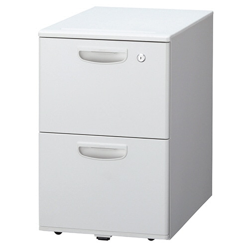 ライオン事務器 (N)LEO オフィスデスク 2段ワゴン 幅395×奥行600×高さ611mm ホワイト LER-042AS-W 1台