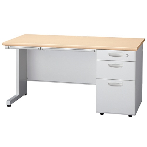 ライオン事務器 (N)LEO オフィスデスク 片袖机 幅1400×奥行700×高さ700mm ナチュラル LER-L147SD-B-MW 1台