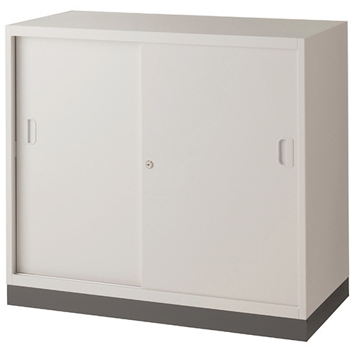 ライオン事務器 (N)LEOオフィスユニット 引戸2枚扉 下置き 2段 幅900×奥行450×高さ810mm ホワイト LEWB-08S 1台