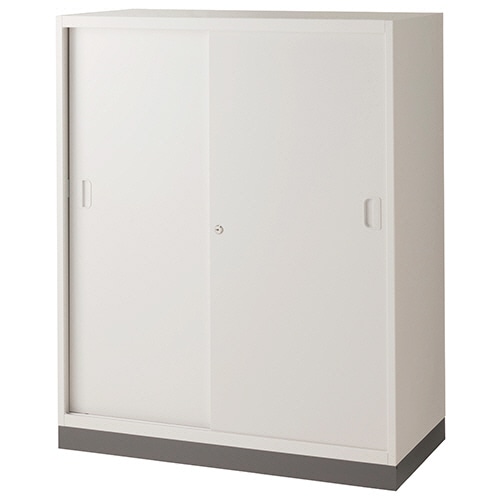 ライオン事務器 (N)LEOオフィスユニット 引戸2枚扉 下置き 3段 幅900×奥行450×高さ1110mm ホワイト LEWB-11S 1台