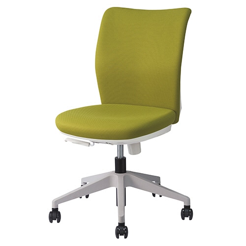 ライオン事務器 (N)オフィスチェアー(クレスタ) アームレスタイプ 背・座:グラスグリーン ナイロン双輪キャスター No.3620F 1脚
