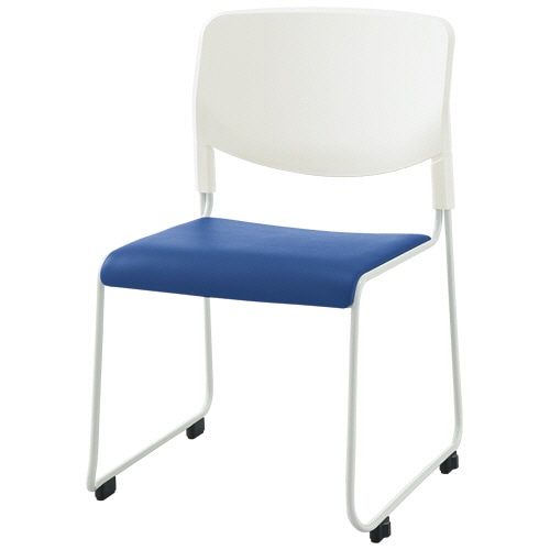 ライオン事務器 (N)LEOミーティングチェア 背:樹脂 座:パッド ブルー LE-240NS-B 1脚