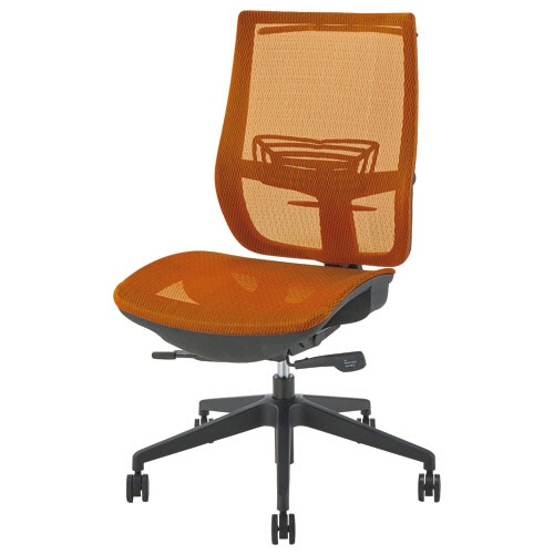 ライオン事務器 (N)LEO メッシュチェアー 肘なし オレンジ(組立設置込) LE-1900-D 1脚