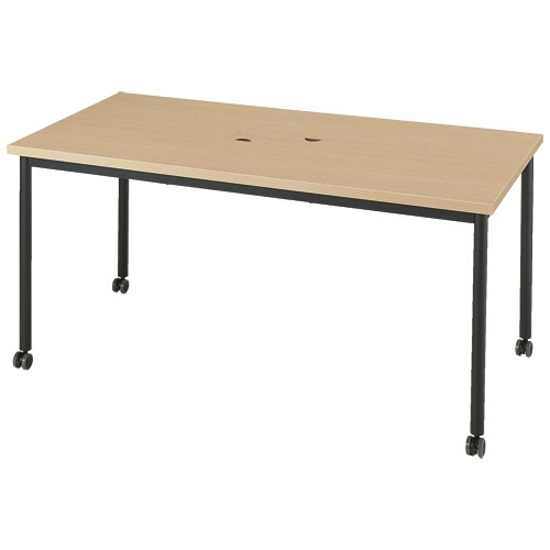 エランサ (N)キャスターテーブル 長方形 幅1500×奥行750×高さ720mm ナチュラル/ブラック (お客様組立) LCT-1575-NAK 1台