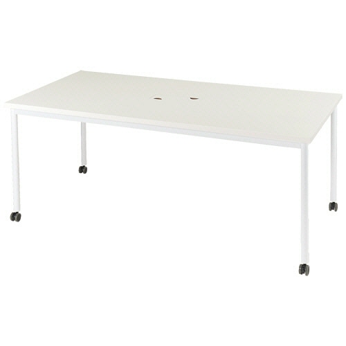 エランサ (N)キャスターテーブル 長方形 幅1800×奥行900×高さ720mm ホワイト/ホワイト (お客様組立) LCT-1890-WHW 1台