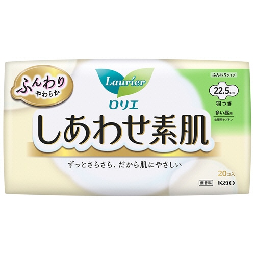 花王 ロリエ しあわせ素肌 ふんわりタイプ 多い昼用22.5cm 羽つき 1セット(360個:20個×18パック)