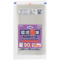 ジャパックス　環境袋策　再生原料ポリ袋　透明　９０Ｌ　ＬＲ－９３　１セット（３００枚：１０枚×３０パック）