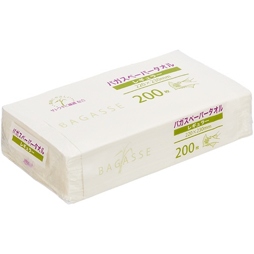 オザックス バガスペーパータオル(レギュラー) 200枚/パック 1セット(40パック)