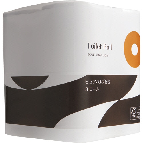 TANOSEE トイレットペーパー パルプブレンド ダブル 芯あり 40m 1セット(96ロール:8ロール×12パック)
