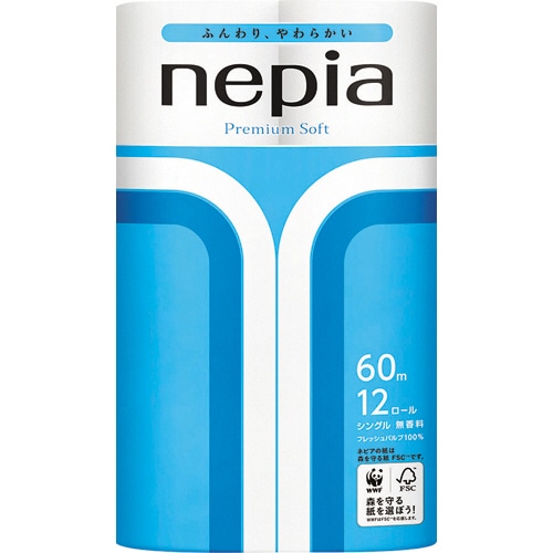 王子ネピア ネピア プレミアムソフト トイレットロール シングル 芯あり 60m 無香料 1セット(96ロール:12ロール×8パック)