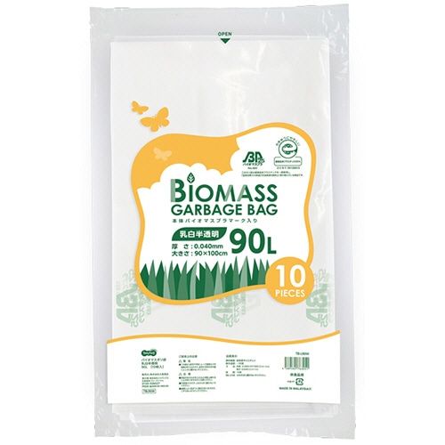 TANOSEE バイオマス25ポリ袋 乳白半透明 90L 1セット(300枚:10枚×30パック)