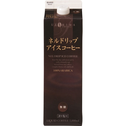 ウエシマコーヒー ネルドリップアイスコーヒー 無糖 1L 紙パック(口栓付) 1ケース(6本)