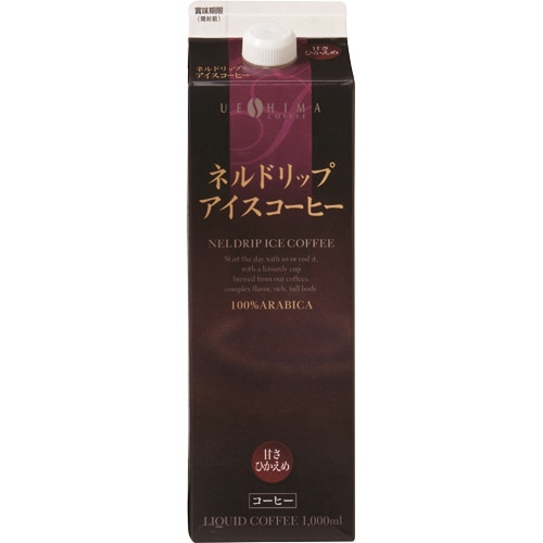 ウエシマコーヒー ネルドリップアイスコーヒー 甘さひかえめ 1000ml 紙パック(口栓付) 1ケース(6本)