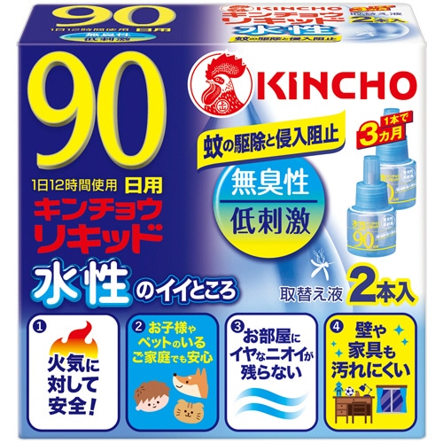 大日本除蟲菊 KINCHO 水性キンチョウリキッド 90日 無臭性 取替え液 1セット(6本:2本×3箱)