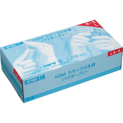 カワモト KBM ラテックス手袋 パウダーフリー L 1セット(300枚:100枚×3箱)