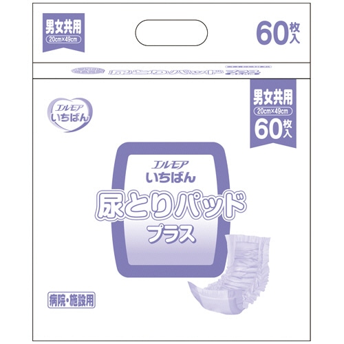 カミ商事 エルモア いちばん 尿とりパッドプラス 男女共用 1セット(360枚:60枚×6パック)