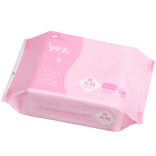レック Nursing Care 水99.9% からだふき 超大判メッシュ E01088 1セット(480枚:40枚×12パック)