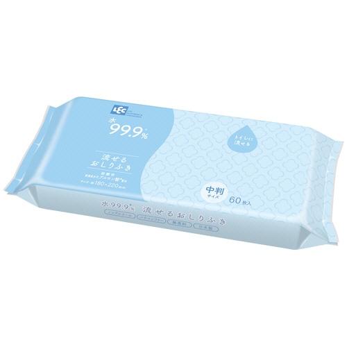 レック Nursing Care 水99.9% 流せるおしりふき 中判 E90534 1セット(1440枚:60枚×24パック)