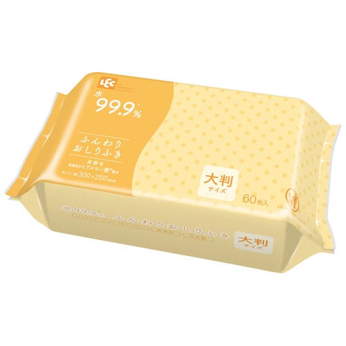 レック Nursing Care 水99.9% ふんわりおしりふき 大判 E01085 1セット(1440枚:60枚×24パック)