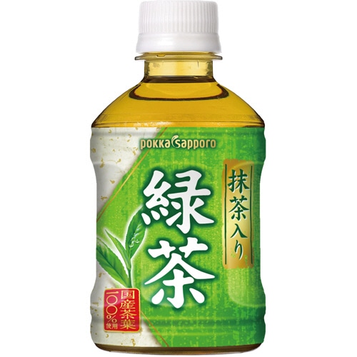 ポッカサッポロ 抹茶入り 緑茶 280ml ペットボトル 1セット(72本:24本×3ケース)
