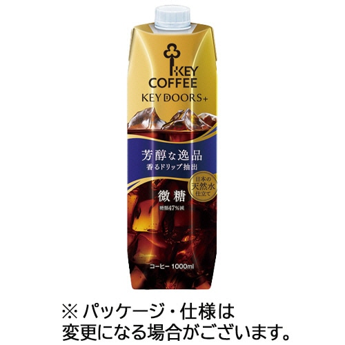 キーコーヒー　ＫＥＹ　ＤＯＯＲＳ＋　リキッドコーヒー　微糖　１Ｌ　紙パック（口栓付）　１セット（１２本：６本×２ケース）