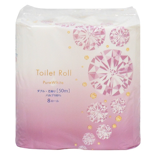 TANOSEE トイレットペーパー ピュアホワイト ダブル 芯あり 50m 1セット(48ロール:8ロール×6パック)