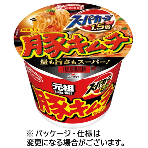 エースコック スーパーカップ1.5倍 豚キムチラーメン 107g 1ケース(12食)