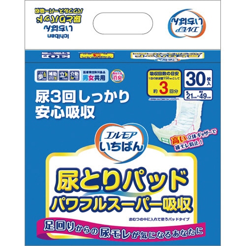 カミ商事 エルモア いちばん 尿とりパッド パワフルスーパー吸収 1セット(720枚:30枚×24パック)