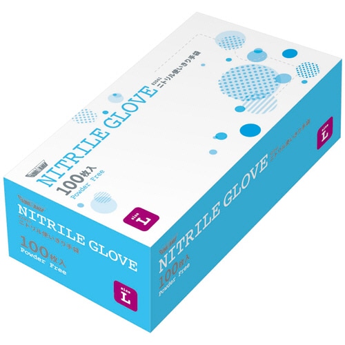 (まとめ)ニトリル極薄手手袋 パウダーフリー L 100枚入×10箱