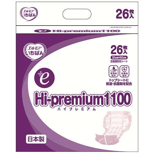 カミ商事　エルモア　いちばん　Ｈｉ－ｐｒｅｍｉｕｍ１１００　病院・施設用　１セット（１０４枚：２６枚×４パック）
