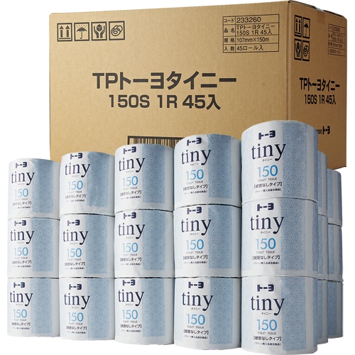 トーヨ タイニー業務用 個包装 シングル 芯なし 150m 1セット(135ロール:45ロール×3ケース)