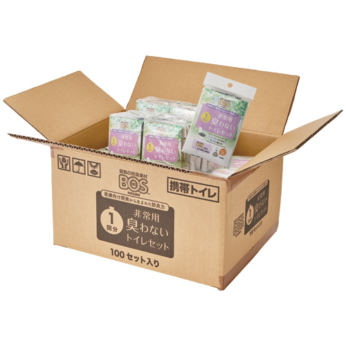 クリロン化成　ＢＯＳ非常用臭わないトイレセット　１回分　ＢＯＳ－０６１５　１セット（１００箱）