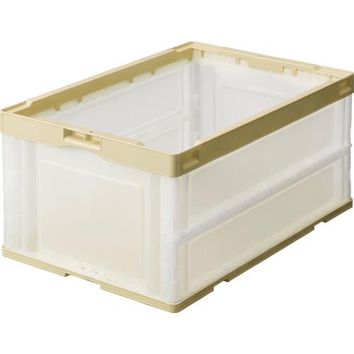 TANOSEE 折りたたみコンテナ 75L アイボリー/透明 1セット(10台)