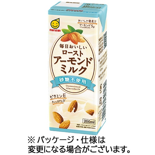 マルサンアイ 毎日おいしいローストアーモンドミルク 砂糖不使用 200mL 紙パック 1ケース(24本)